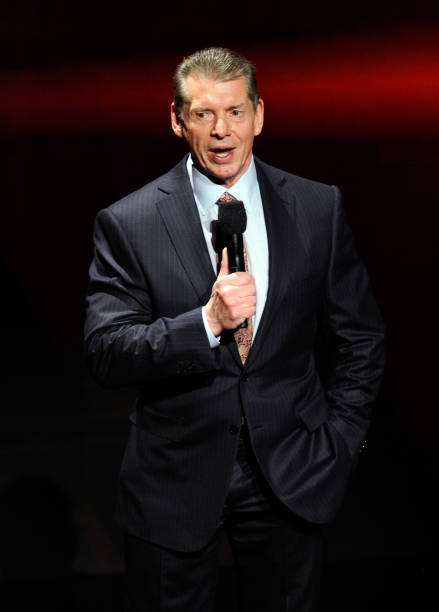 Chairman and CEO Vince McMahon speaks at a news conference announcing the WWE Network at the 2014 International CES at the Encore Theater at Wynn Las...