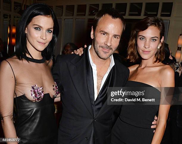 Leigh Lezark, Tom Ford and Alexa Chung attend the launch of Tom Ford's new fragrance "Noir Extreme" at The Chiltern Firehouse on January 12, 2015 in...