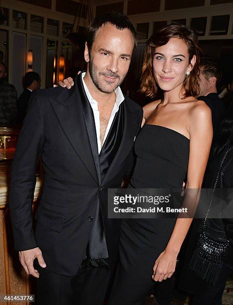 Tom Ford and Alexa Chung attend the launch of Tom Ford's new fragrance "Noir Extreme" at The Chiltern Firehouse on January 12, 2015 in London,...