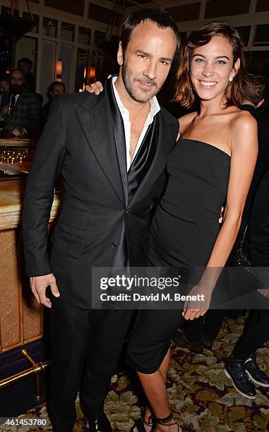 Tom Ford and Alexa Chung attend the launch of Tom Ford's new fragrance "Noir Extreme" at The Chiltern Firehouse on January 12, 2015 in London,...