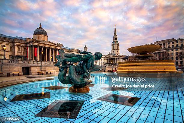 trafalgar square sunrise, london, england - trafalgar square stock pictures, royalty-free photos & images