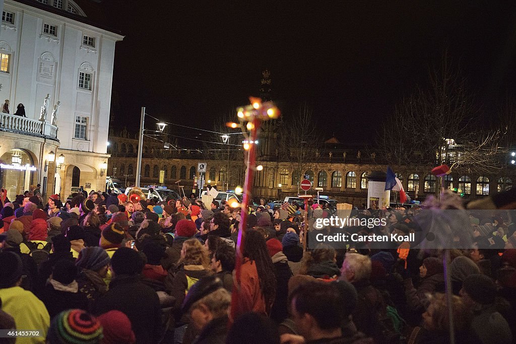 Pegida Marchers Commemorate Paris Terror Victims