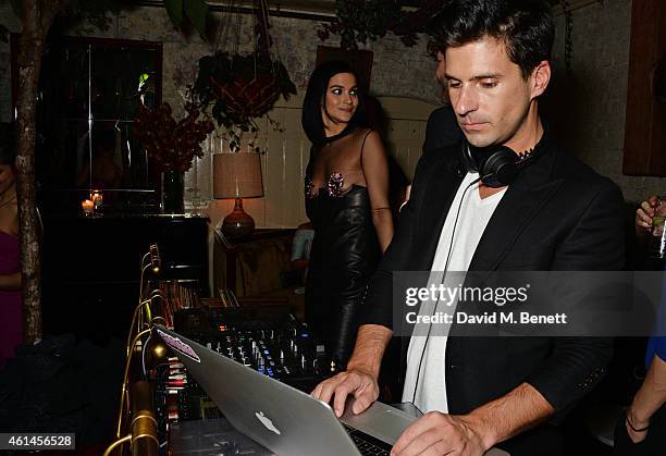 Leigh Lezark and Geordon Nicol attend the launch of Tom Ford's new fragrance "Noir Extreme" at The Chiltern Firehouse on January 12, 2015 in London,...