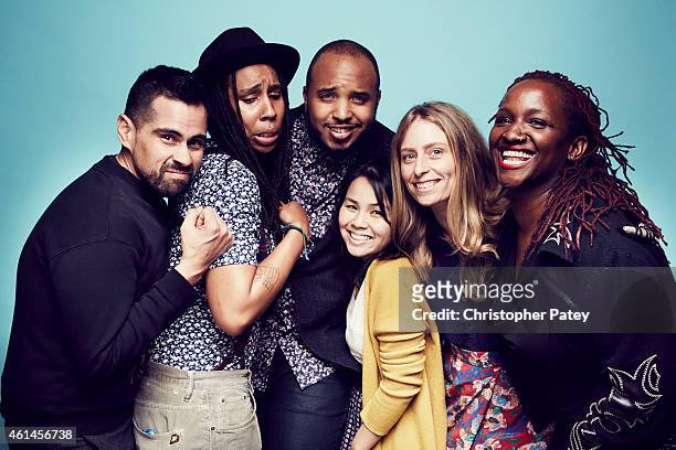 The cast of 'Dear White People' Angel Lopez, Ann Lee, Effie T Brown, Julia Lebedeb, Lena Waithe, Justin Simien and Chad Burris Nominee pose for a...