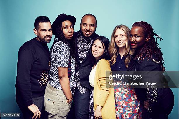 The cast of 'Dear White People' Angel Lopez, Ann Lee, Effie T Brown, Julia Lebedeb, Lena Waithe, Justin Simien and Chad Burris Nominee pose for a...