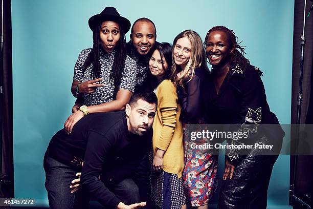 The cast of 'Dear White People' Angel Lopez, Ann Lee, Effie T Brown, Julia Lebedeb, Lena Waithe, Justin Simien and Chad Burris Nominee pose for a...
