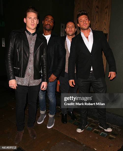 Lee Ryan, Simon Webbe, Antony Costa and Duncan James of the band Blue arrive at the Century club to celebrate the completion of the recording of...