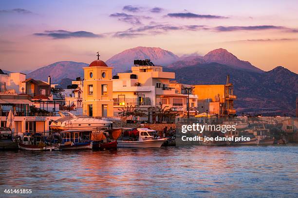 sunset at ierapetra, crete, greece - crète photos et images de collection