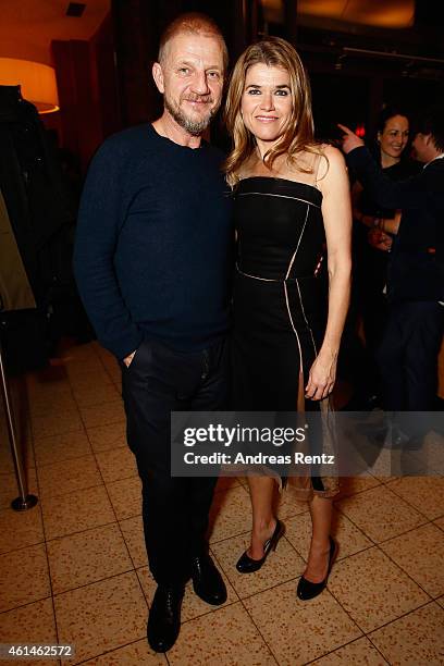 Director Soenke Wortmann and actress Anke Engelke attend the premiere of the film 'Frau Mueller muss weg' on January 12, 2015 in Cologne, Germany.