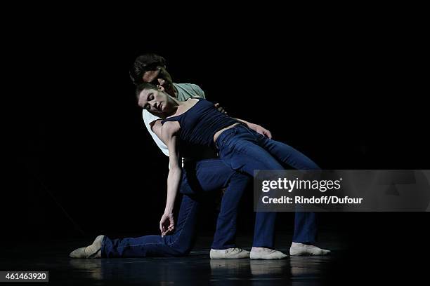 Aurelie Dupont and Herve Moreau on stage attend the Pasteur Weizmann Institute 40th anniversary celebration at Opera Farnier in Paris at Opera...