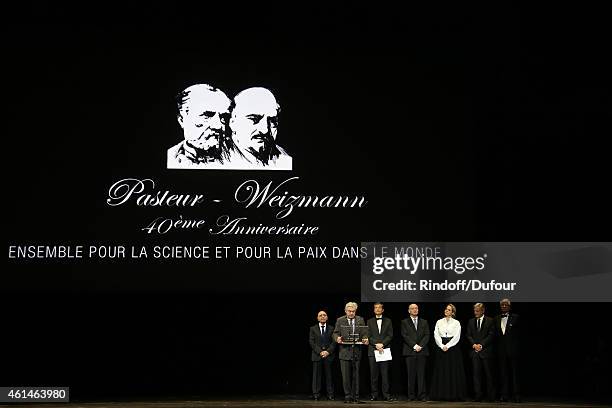 Robert Parienti, Bernard Esambert, Christian Brechot, Daniel Zajfman, Ariane De Rotschild, Sidney Toledano and Maurice Levy attend the Pasteur...