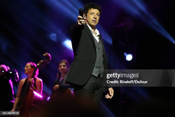 Patrick Bruel on stage attends the Pasteur Weizmann Institute 40th anniversary celebration at Opera Farnier in Paris at Opera Garnier on January 12,...