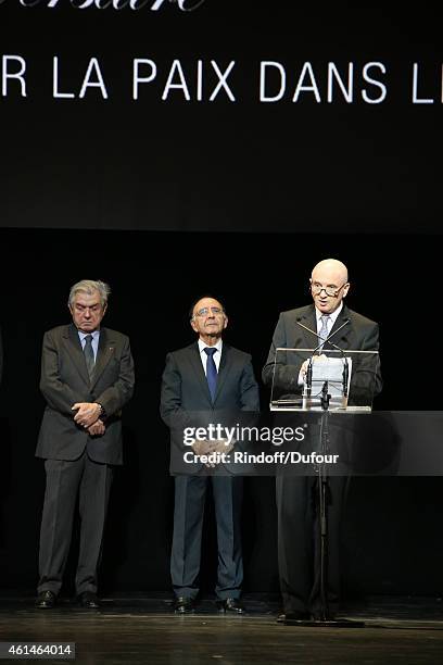 Bernard Esambert, Robert Parienti and Daniel Zajfman attend the Pasteur Weizmann Institute 40th anniversary celebration at Opera Farnier in Paris at...