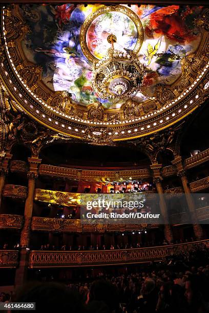 Illustration view of the Opera Garnier, whose ceiling was painted by Marc Chagall, during Weizmann Institute celebrates its 40 Anniversary at Opera...