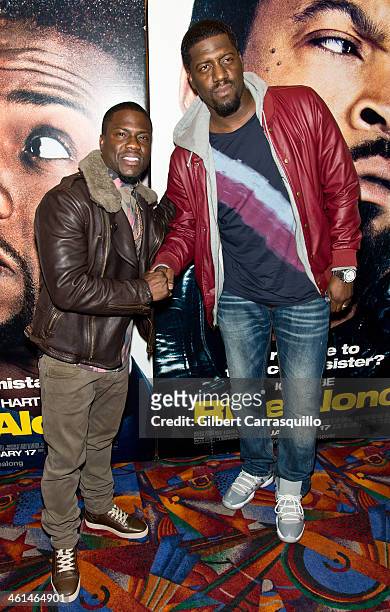 Actors Kevin Hart and Will 'SPANK' Horton attend the "Ride Along" screening at The Pearl Theater on January 8, 2014 in Philadelphia, Pennsylvania.