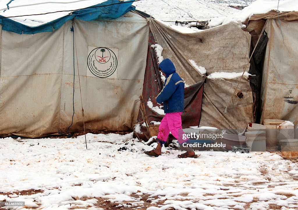 Syrian refugees at the Atmeh refugee camp in Idlib
