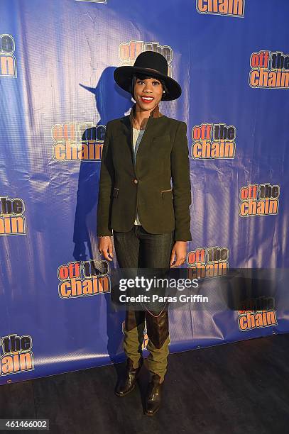 Recording artist Algebra attends Bounce TV Rodney Perry's One Hour "Off The Chain" Comedy Special Screening at Museum Bar on January 12, 2015 in...