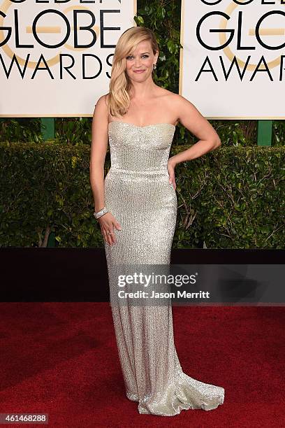 Actress Reese Witherspoon attends the 72nd Annual Golden Globe Awards at The Beverly Hilton Hotel on January 11, 2015 in Beverly Hills, California.