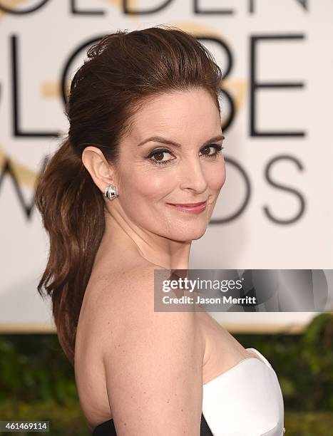 Actress Tina Fey attends the 72nd Annual Golden Globe Awards at The Beverly Hilton Hotel on January 11, 2015 in Beverly Hills, California.