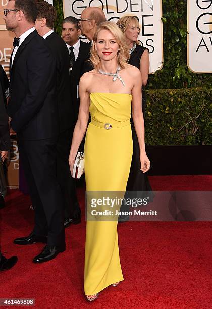 Actress Naomi Watts attends the 72nd Annual Golden Globe Awards at The Beverly Hilton Hotel on January 11, 2015 in Beverly Hills, California.