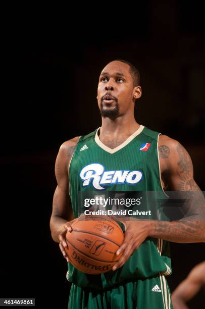 Mickell Gladness of the Reno Bighorns at the free throw line against the Springfield Armor during the 2014 NBA D-League Showcase on January 8, 2014...