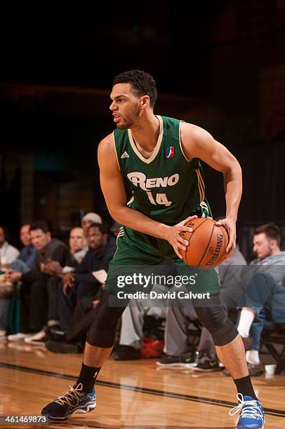 Trent Lockett of the Reno Bighorns looks to pass against the Springfield Armor during the 2014 NBA D-League Showcase on January 8, 2014 at the Reno...