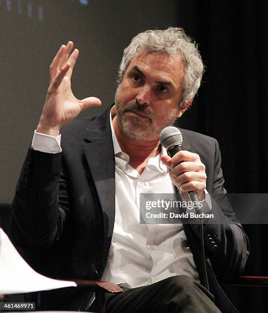 Director Alfonso Cuaron attends the BAFTA LA Behind Closed Doors With Alfonso Cuaron at the Landmark Theater on January 8, 2014 in Los Angeles,...