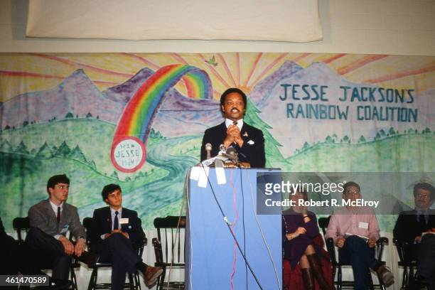 American Presidential candidate Jesse Jackson at fund raiser, New Hampshire, February 17, 1984.