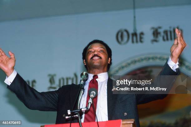 Presidential candidate Jesse Jackson, at the Shiloh Baptist Church, Dayton, Ohio, April 13, 1984.