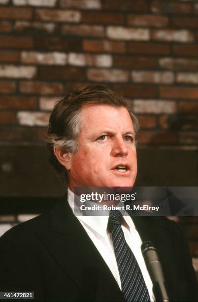 Senator Ted Kennedy campaigning at the University of New Hampshire, Durham, New Hampshire, 1980. In 1980 he ran for president by the Democratic Party...