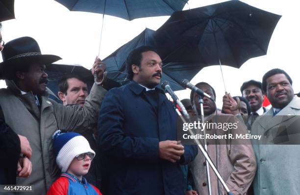 American Presidential candidate Jesse Jackson campaign, Columbia, Missouri, April 16, 1984.