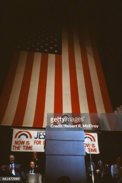 American Presidential candidate Jesse Jackson 1984 camaing, New Hampshire, February 15, 1984.