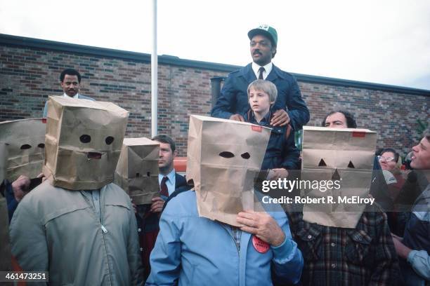 American Presidential candidate Jesse Jackson speaks at a Baptist Church, Columbia, Missouri, April 16, 1984.