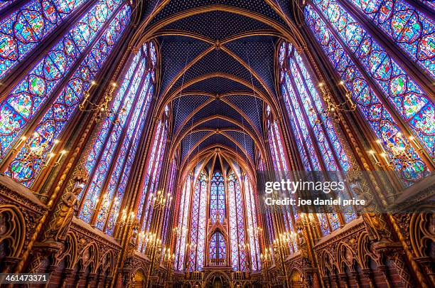 la sainte-chapelle upper chapel, paris, france - chapel interior stock pictures, royalty-free photos & images