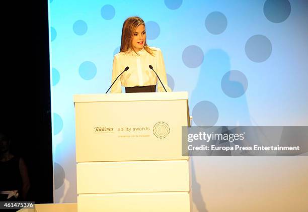 Queen Letizia of Spain attends 'Telefonica Ability Awards 2015' at Telefonica heaquarters on January 12, 2015 in Madrid, Spain.