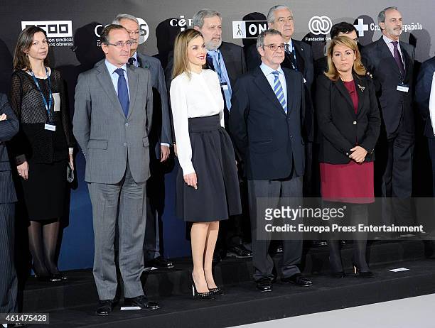 Alfonso Alonso, Queen Letizia of Spain and Cesar Alierta attend 'Telefonica Ability Awards 2015' at Telefonica heaquarters on January 12, 2015 in...