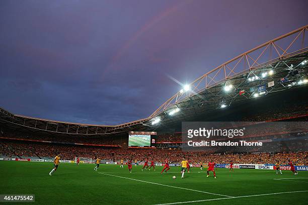 General view of play during the 2015 Asian Cup match between Oman and Australia at ANZ Stadium on January 13, 2015 in Sydney, Australia.