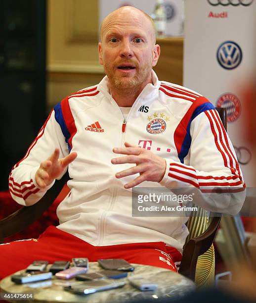 Sporting director Matthias Sammer attends a press conference during day 5 of the Bayern Muenchen training camp at ASPIRE Academy for Sports...