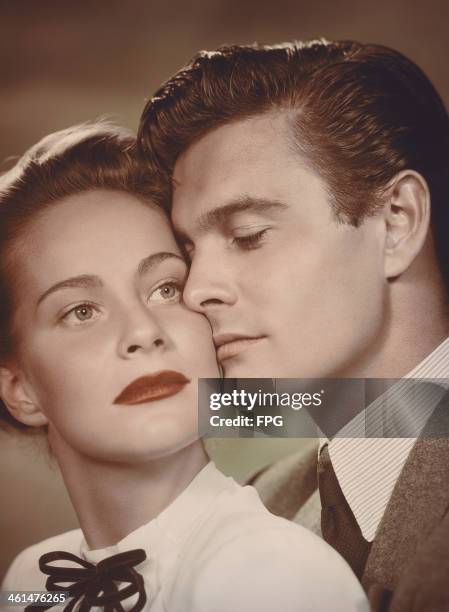 Actors Louis Jourdan and Alida Valli star in the film 'The Paradine Case', 1947.