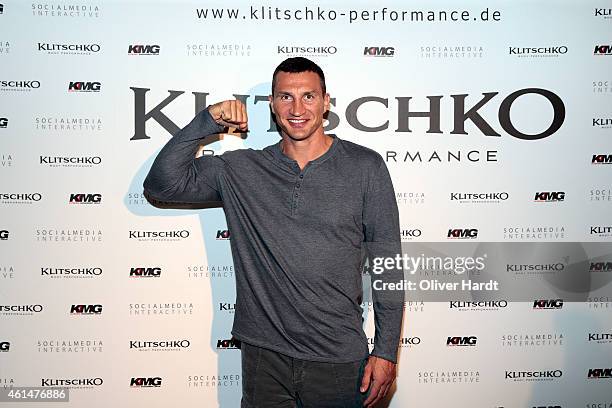 Wladimir Klitschko presents his new training program 'Klitschko Body Performance' on January 13, 2015 in Hamburg, Germany.