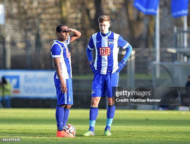 Ronny and Jens Hegeler of Hertha BSC during a Friendly Match between Hertha BSC and Hallescher FC on January 13, 2015 in Berlin, Germany.