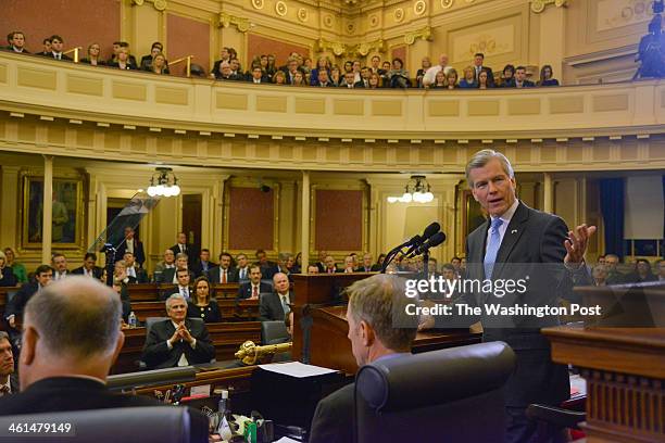 As outgoing Virginia governor Bob McDonnell delivers his final State of the Commonwealth address before newly elected Virginia governor Terry...