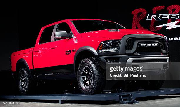 Dodge reveals the new 2015 Ram Rebel performance pickup truck to the media at the 2015 North American International Auto Show on January 13, 2015 in...