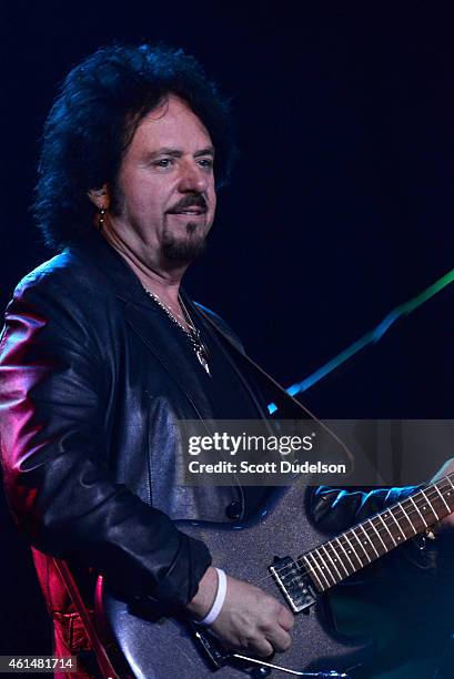 Guitarist Steve Lukather of Toto performs on stage at The Roxy Theatre on January 12, 2015 in West Hollywood, California.