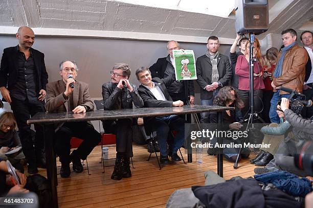 Charlie Hebdo lawyer, Richard Malka , Charlie Hebdo editor in chief, Gerard Briard Charlie Hebdo cartoonist, Renald Luzier aka Luz, Patrick Pelloux ,...