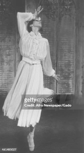 Female dancer at the Dance Theatre of Harlem, New York, New York, 1965.