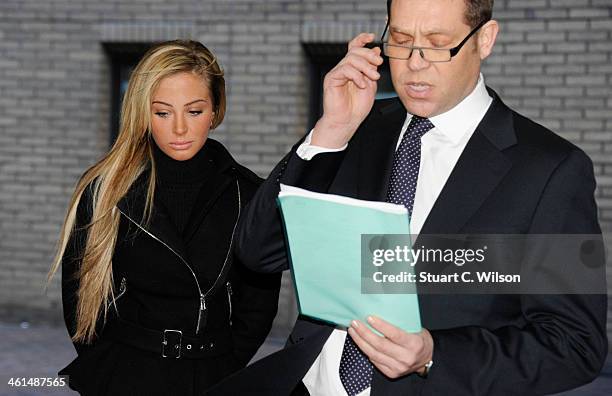 Tulisa Contostavlos departs court as she faces drugs charges at Southwark Crown Court on January 9, 2014 in London, England.