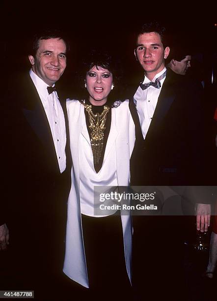 Musician Roger Miller, wife Mary and his son Dean attend the "Big River" Broadway Musical Opening Night Party on April 25, 1985 at the Tavern on the...