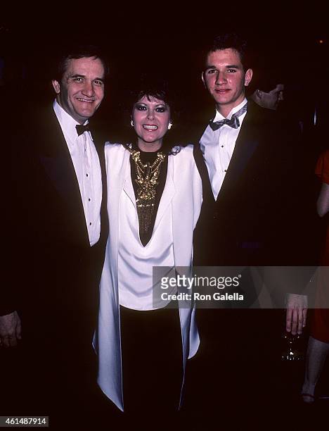 Musician Roger Miller, wife Mary and his son Dean attend the "Big River" Broadway Musical Opening Night Party on April 25, 1985 at the Tavern on the...