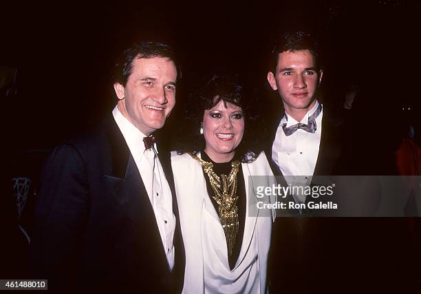 Musician Roger Miller, wife Mary and his son Dean attend the "Big River" Broadway Musical Opening Night Party on April 25, 1985 at the Tavern on the...